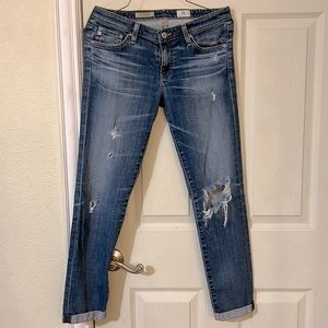 Adriano Goldschmied The Beau Women's Blue Skinny Jeans Distressed Size 27R